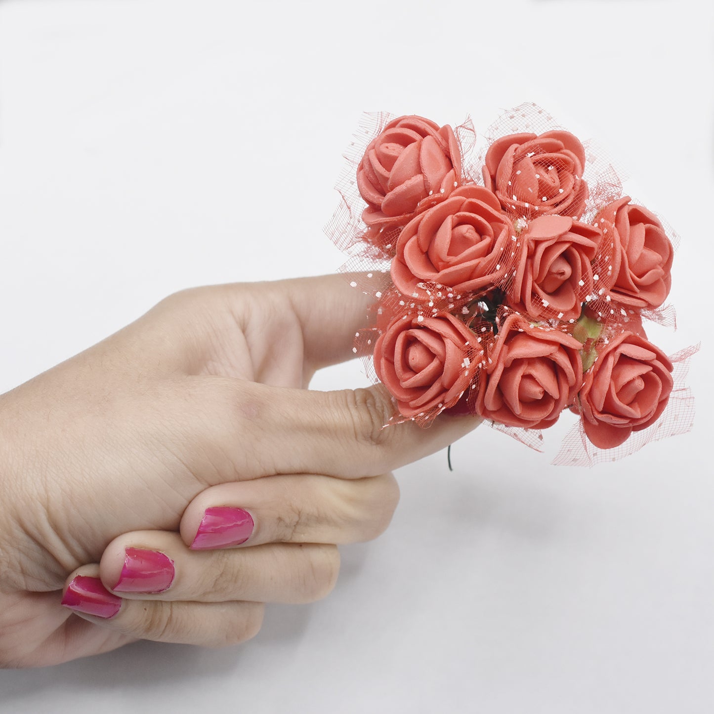 The Bride Wedding Headdress Ornaments Red and  White  Beads Frosted Flower Hair Plug U Shaped Hair Plug Hairpin hbfrrdd5k-1