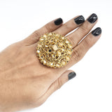 Skyrim Elegant Clear Zircon Flower of Life Finger Rings Women Girl Stainless Steel Golden Ring fgfrgdf1v-1