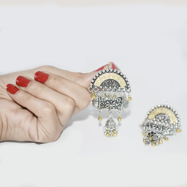 Ethnic Tassel Indian Jhumka Earrings For Women Boho Vintage Hollow Bollywood Oxidized Bell Alloy Dangle Earrings egfrarb7e-1