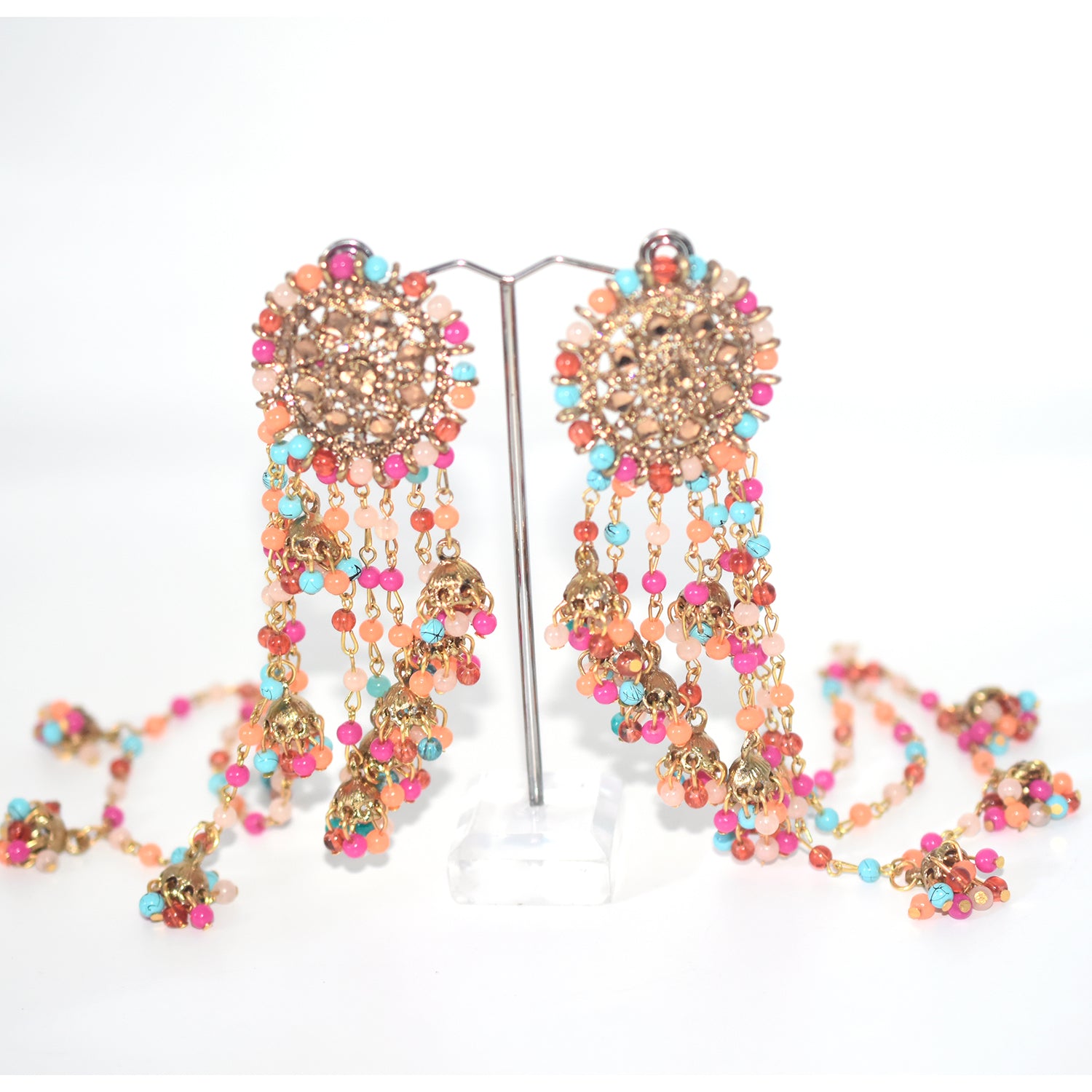 2021 Boho Ethnic Retro Bahubali  Sahara  Indian Jhumka Multi Plated Tassel Dangle Earrings For Women Gypsy Jewelry egfrmib7g-1