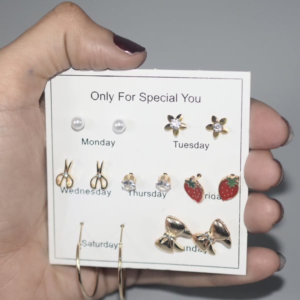 7 Pairs/Set Trendy Geometric Heart Stud Earrings Set For Women Fashion Elegant Crystal Pearl Earring Daliy 2020 Jewelry 7 pairs/set egfrmib8h-1