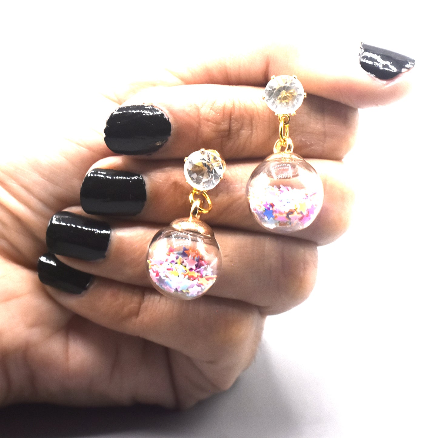 2021 Fashion Korean Lady's Gold Color Rhinestone Crystal Zircon Star Beads Glass Ball Stud Earrings For Women Girls Gift Jewelry egfrmib9c-2