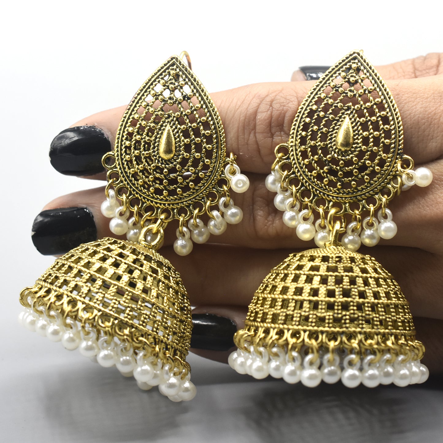 2021 Luxury Indian Jewelry Fashion Rhinestone Pearl Tassel Boho Gypsy Antique Ethnic Gold Big Round Dangle Earrings For Women egfradb8c-5