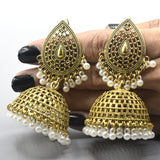 2021 Luxury Indian Jewelry Fashion Rhinestone Pearl Tassel Boho Gypsy Antique Ethnic Gold Big Round Dangle Earrings For Women egfradb8c-5
