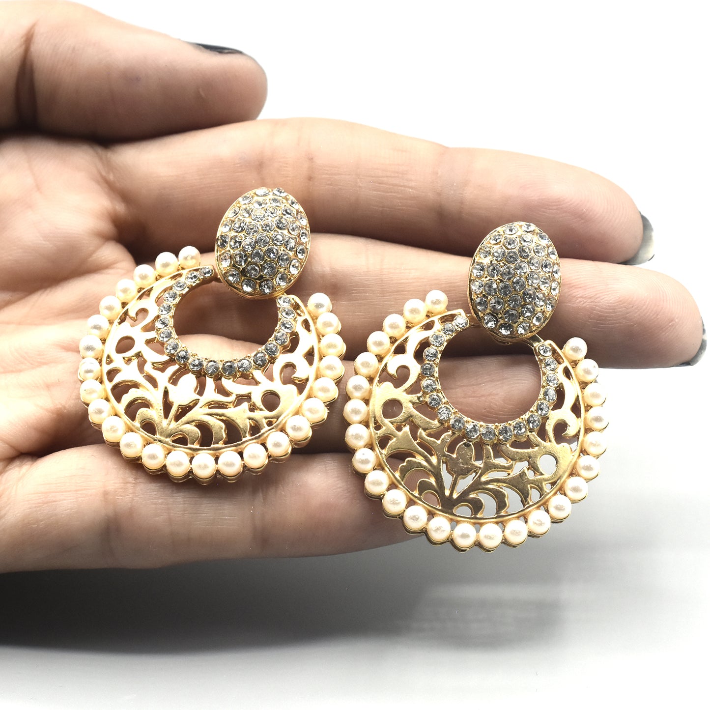 Fashion Women Simulated-pearl Round Drop Earrings for Women Piercing Flat Pearl Flower Earrings Jewelry Accessories egfrcrb6d-3