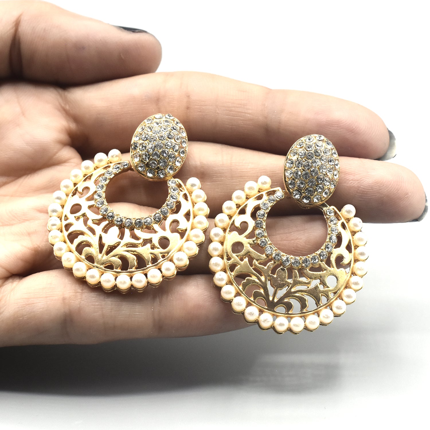 Fashion Women Simulated-pearl Round Drop Earrings for Women Piercing Flat Pearl Flower Earrings Jewelry Accessories egfrcrb6d-3