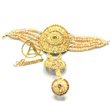 Gold Plated Bridal Hand Bracelets with Adjustable Ring - Hand Bangle for Girls aafrsna6b-4