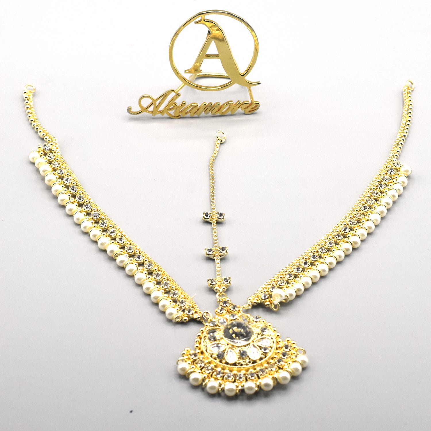 Diamante Kundan Matha Patti Wedding Bridal Goddess Bohemian Boho Head Chain Hair Jewelry Head Piece mpfrada5b-1