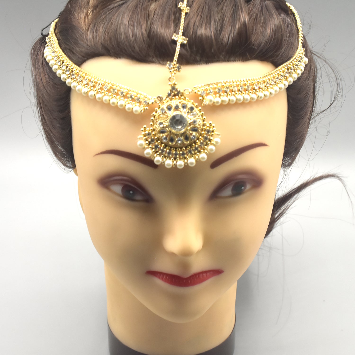 Diamante Kundan Matha Patti Wedding Bridal Goddess Bohemian Boho Head Chain Hair Jewelry Head Piece mpfrada5b-1