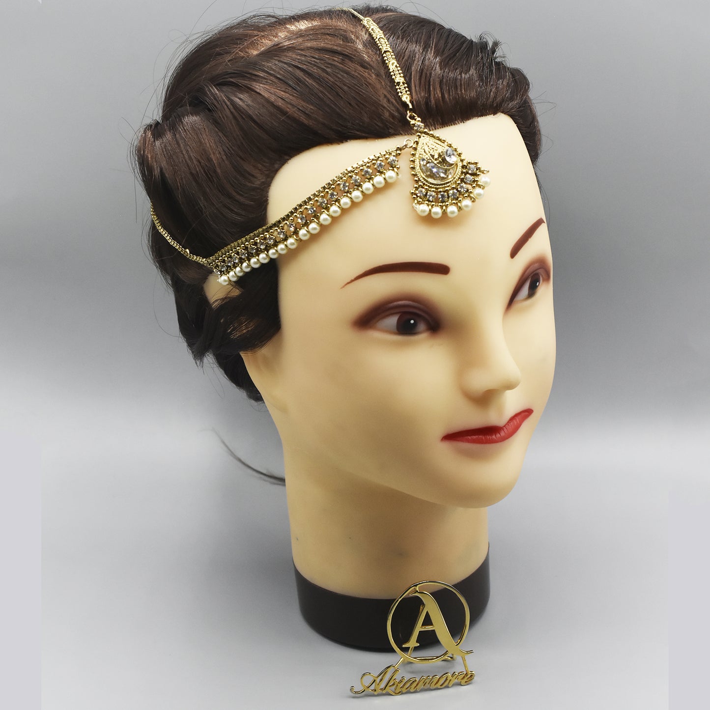 Diamante Kundan Matha Patti Wedding Bridal Goddess Bohemian Boho Head Chain Hair Jewelry Head Piece mpfrada5b-1