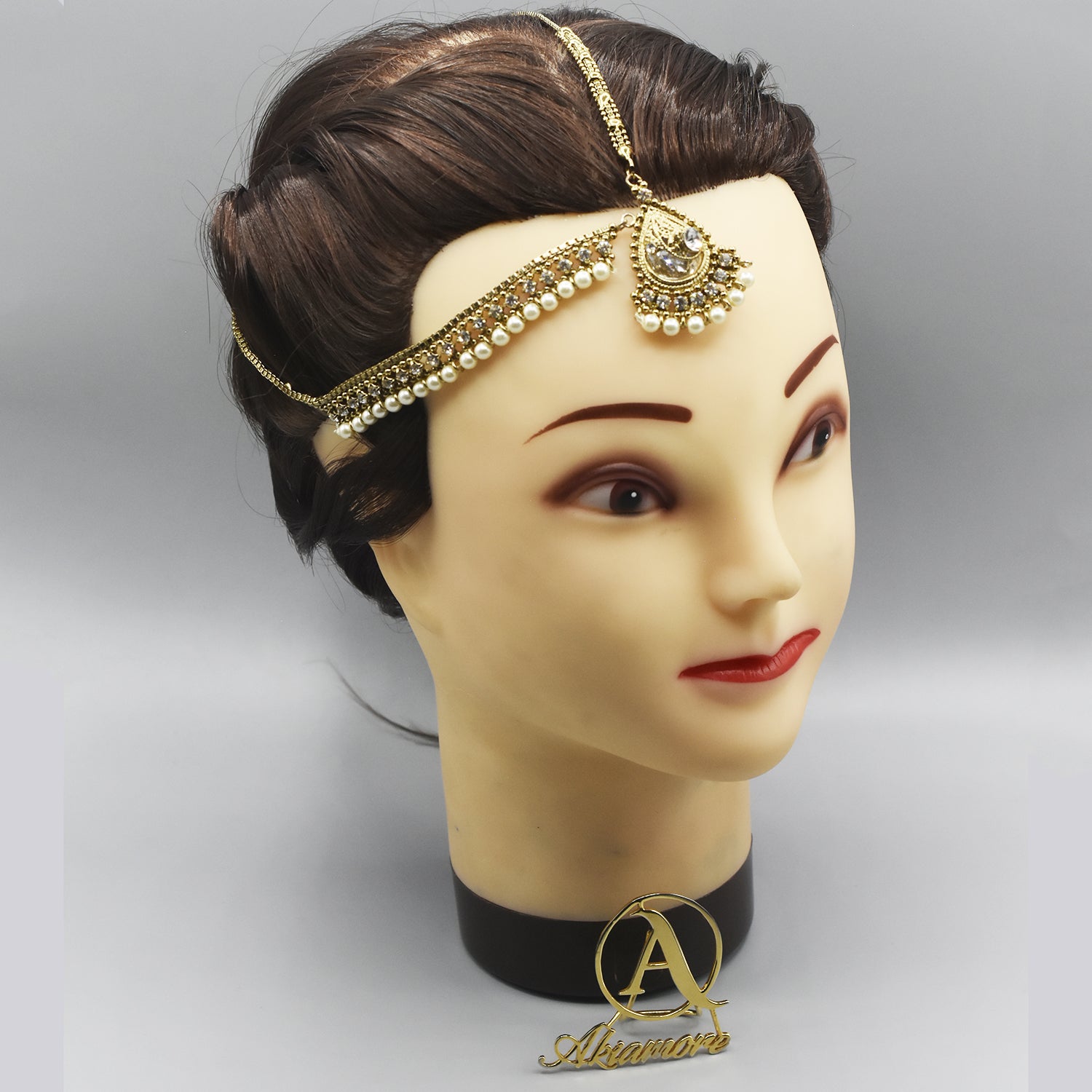 Diamante Kundan Matha Patti Wedding Bridal Goddess Bohemian Boho Head Chain Hair Jewelry Head Piece mpfrada5b-1