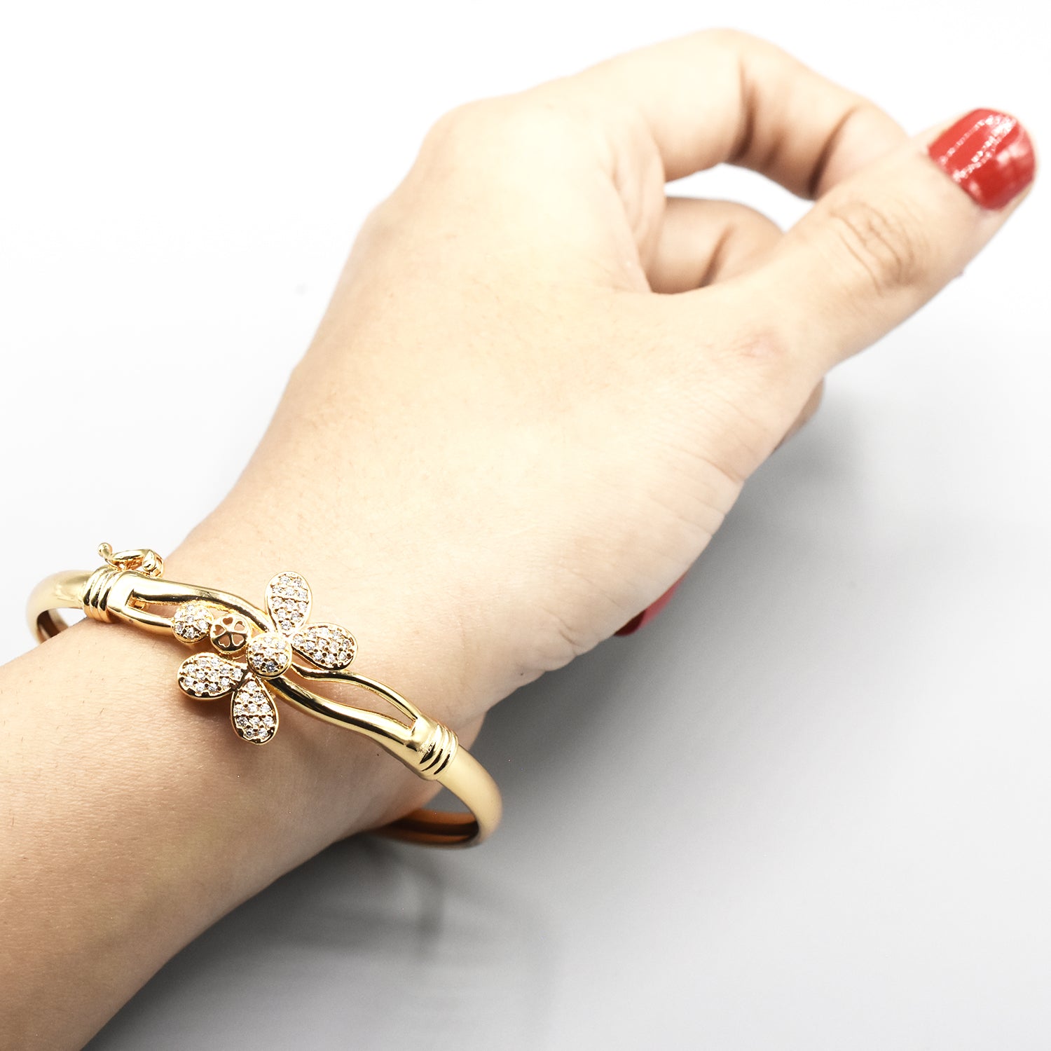 Gold Plated Golden Color Imported High Quality Bracelet With White Zircon For Girls And Women Party And Wedding Gift For Ladies btfrgda6f-1