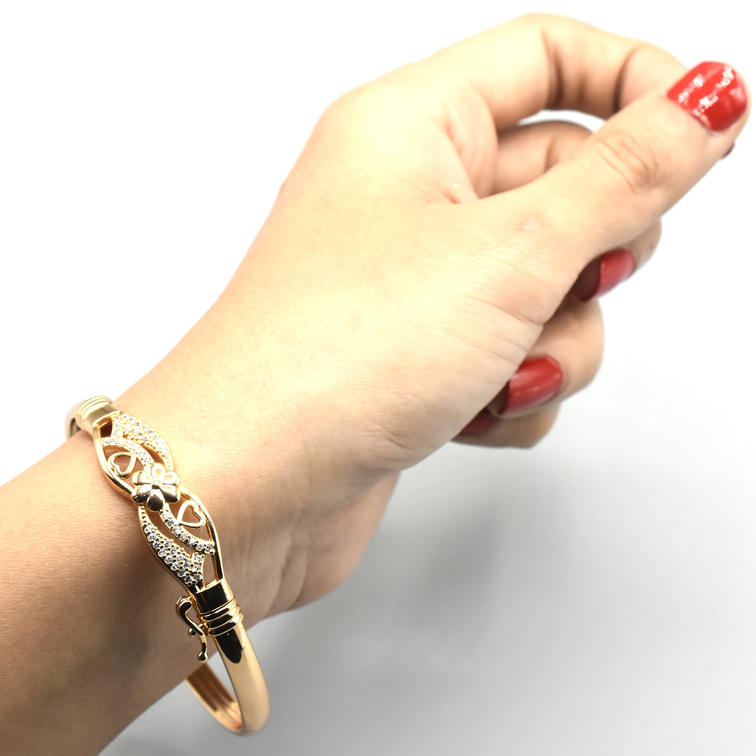 Gold Plated Golden Color Imported High Quality Bracelet With White Zircon For Girls And Women Party And Wedding Gift For Ladies btfrgda6f-1