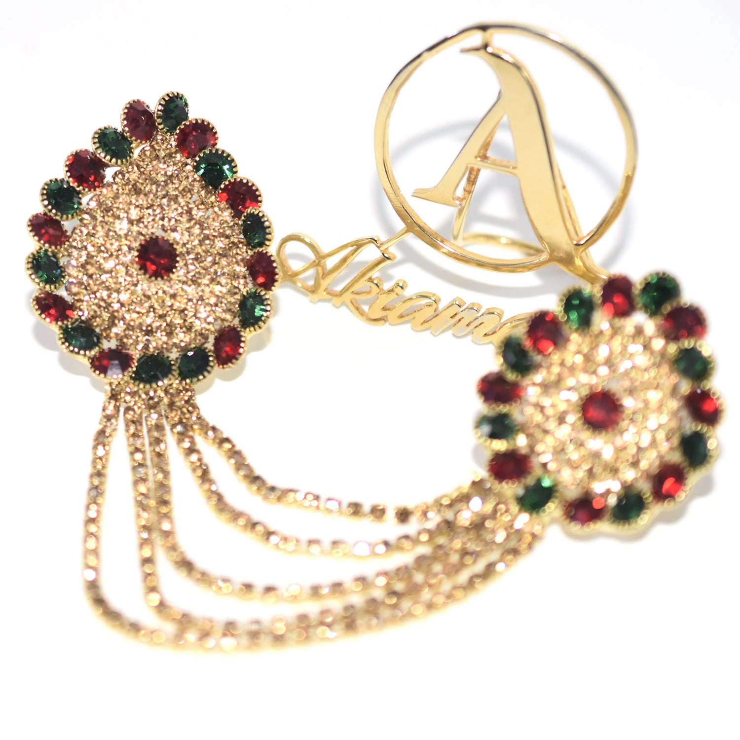 Rhinestone Flower  Full Finger Rings for Women Gold Chian Link Double Armor Ring fgfrgdf1f-1