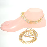 Trendy New Fashion White Beautiful Pair of Two Anklet Silver And Golden For Girls plfrpda3i-7