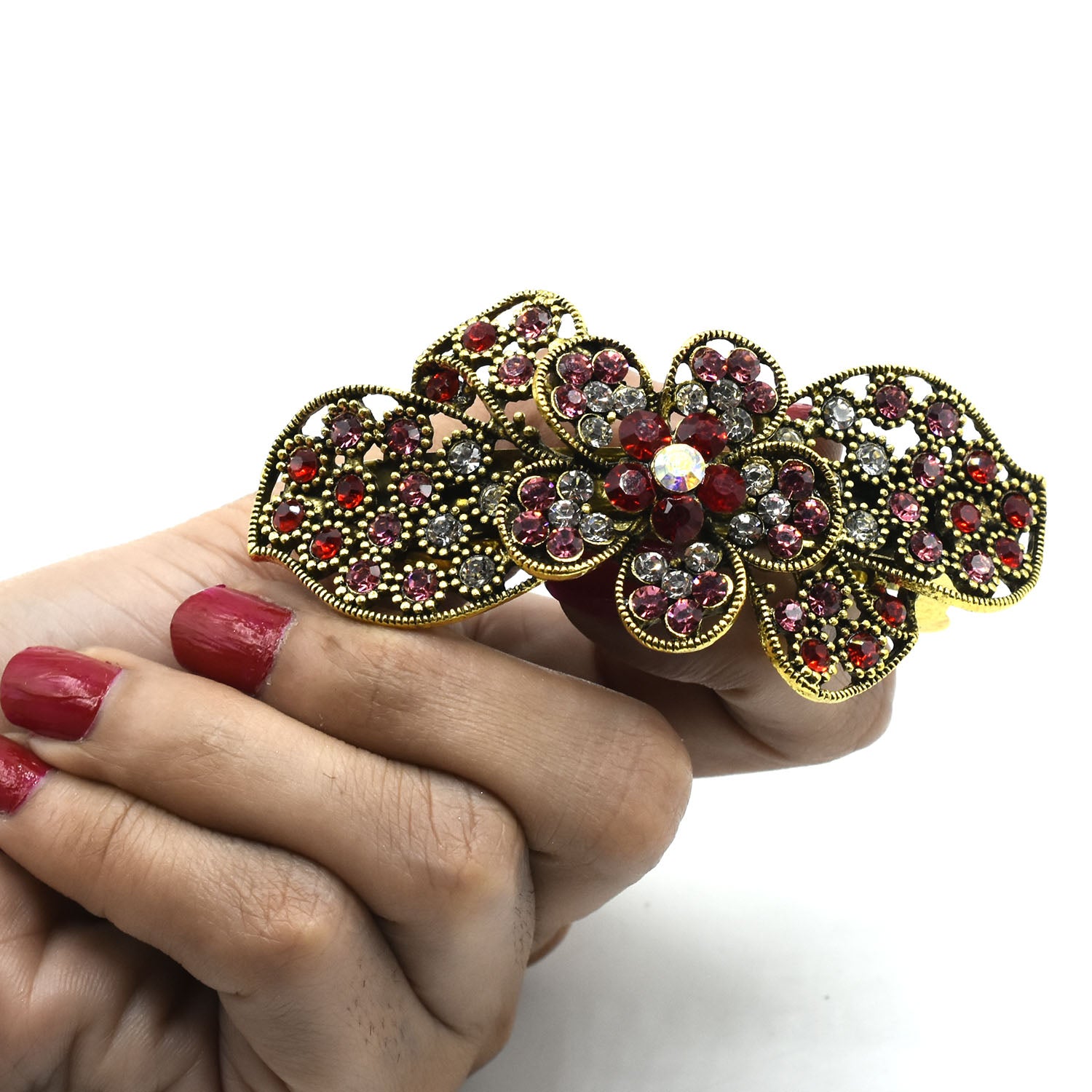 Multi Hair Barrettes for Women Elegant Hair Clips Vintage Crystal Stone Hairpins Flower Hairgrips Party Wedding Headwear hpfraec6b-1