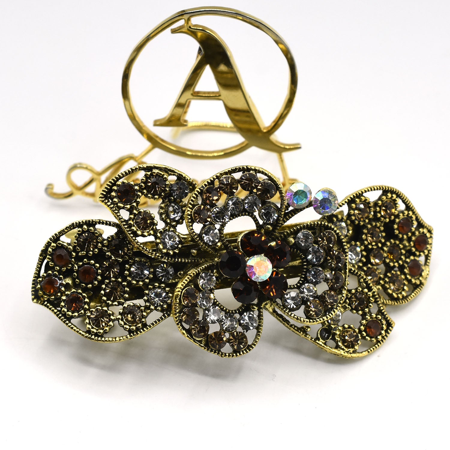 Multi Hair Barrettes for Women Elegant Hair Clips Vintage Crystal Stone Hairpins Flower Hairgrips Party Wedding Headwear hpfraec6b-1