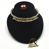Hign quality Unique tyle crystal and pearl Bridal necklace and earrings jewelry set jtfrsna7k-1