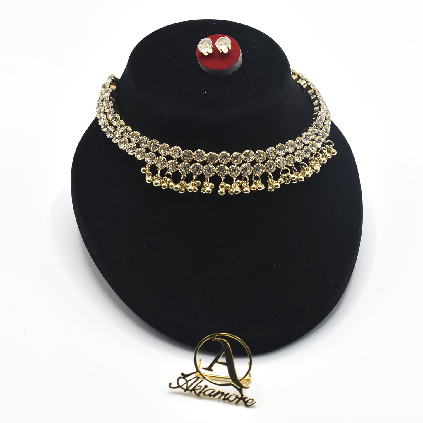 Hign quality Unique tyle crystal and pearl Bridal necklace and earrings jewelry set jtfrsna7k-1