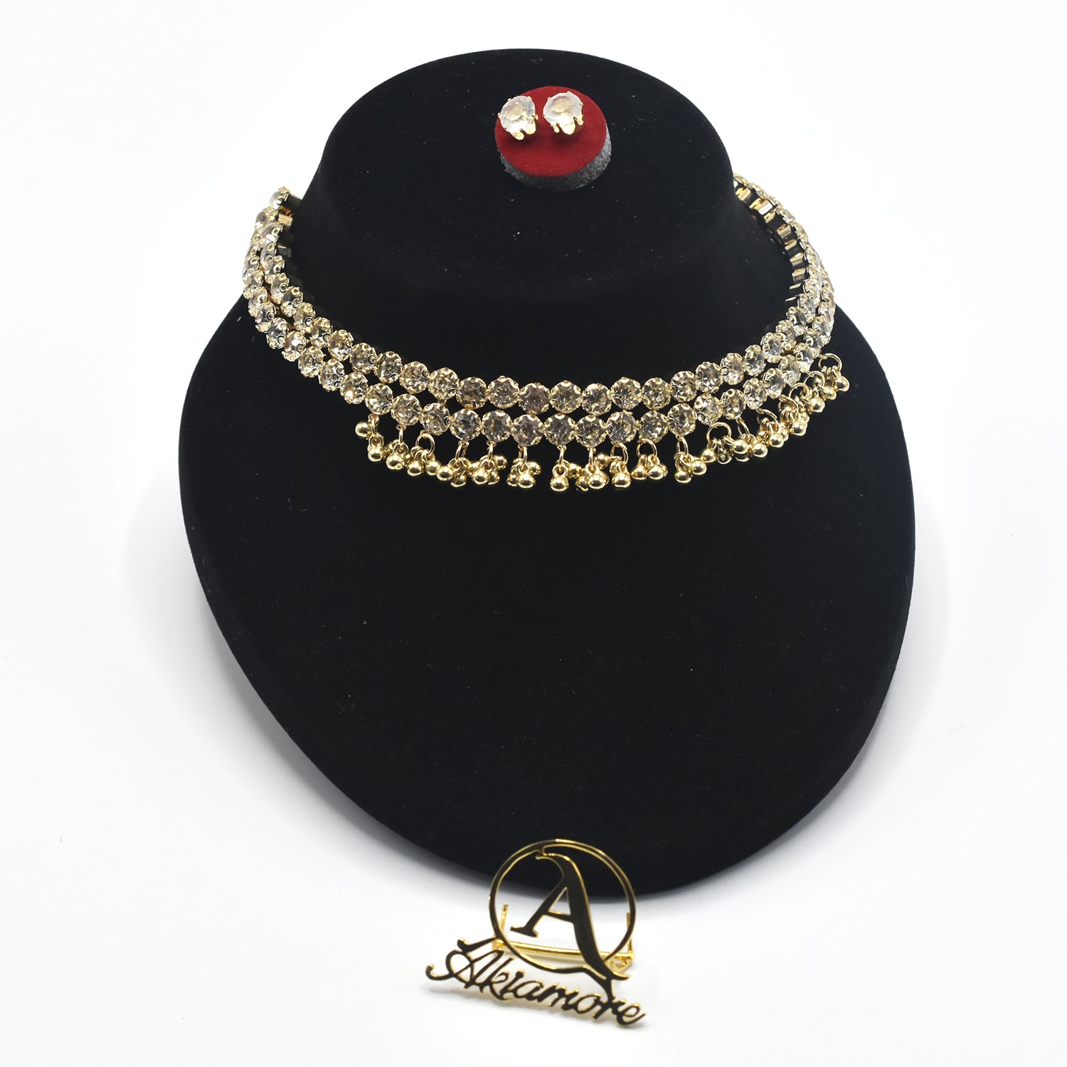 Hign quality Unique tyle crystal and pearl Bridal necklace and earrings jewelry set jtfrsna7k-1