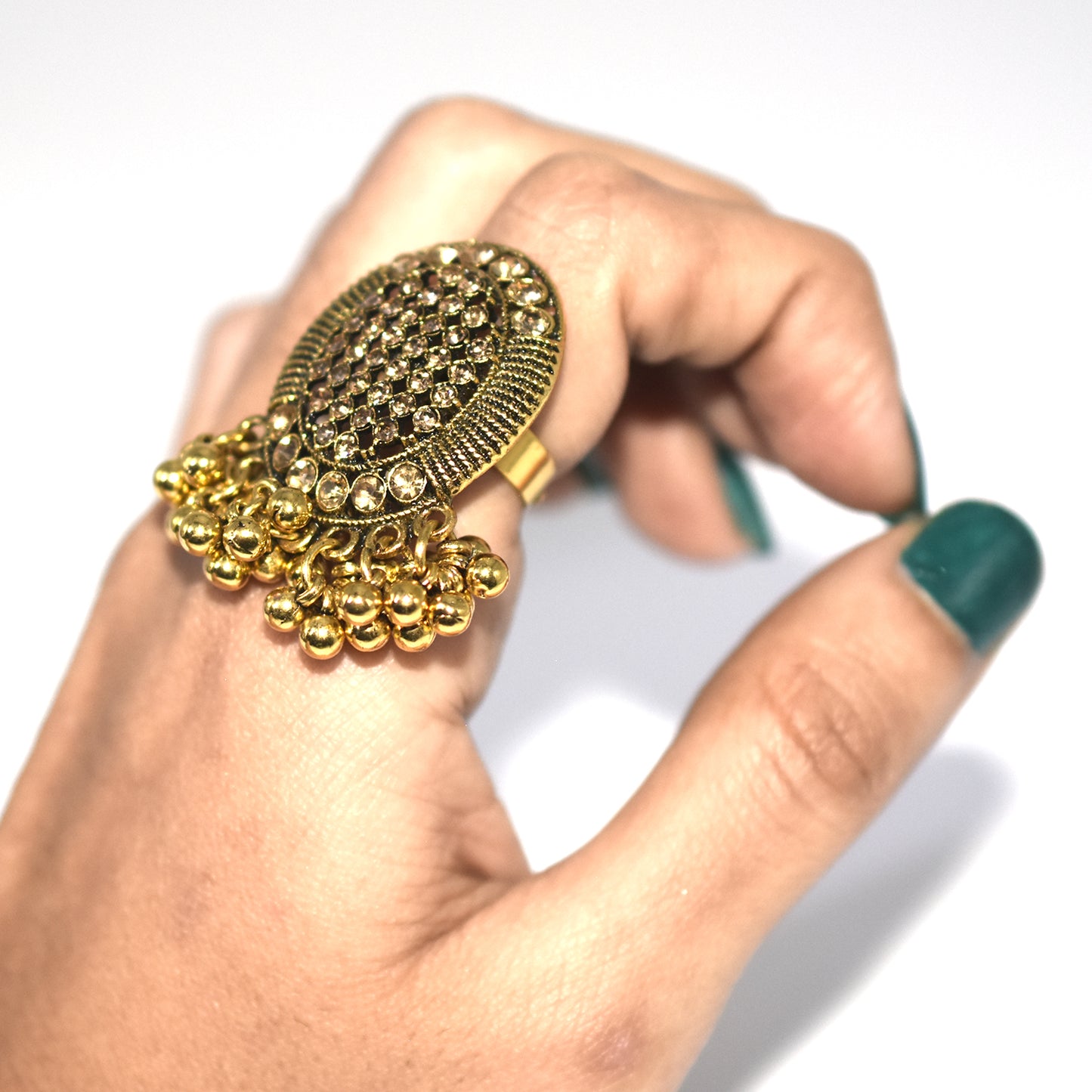 New Luxury / White Gold Color Alloy Paved Full Pearl Beads Ball Wedding Rings For Women fgfrcrf3l-1