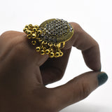 New Luxury / White Gold Color Alloy Paved Full Pearl Beads Ball Wedding Rings For Women fgfrcrf3l-1