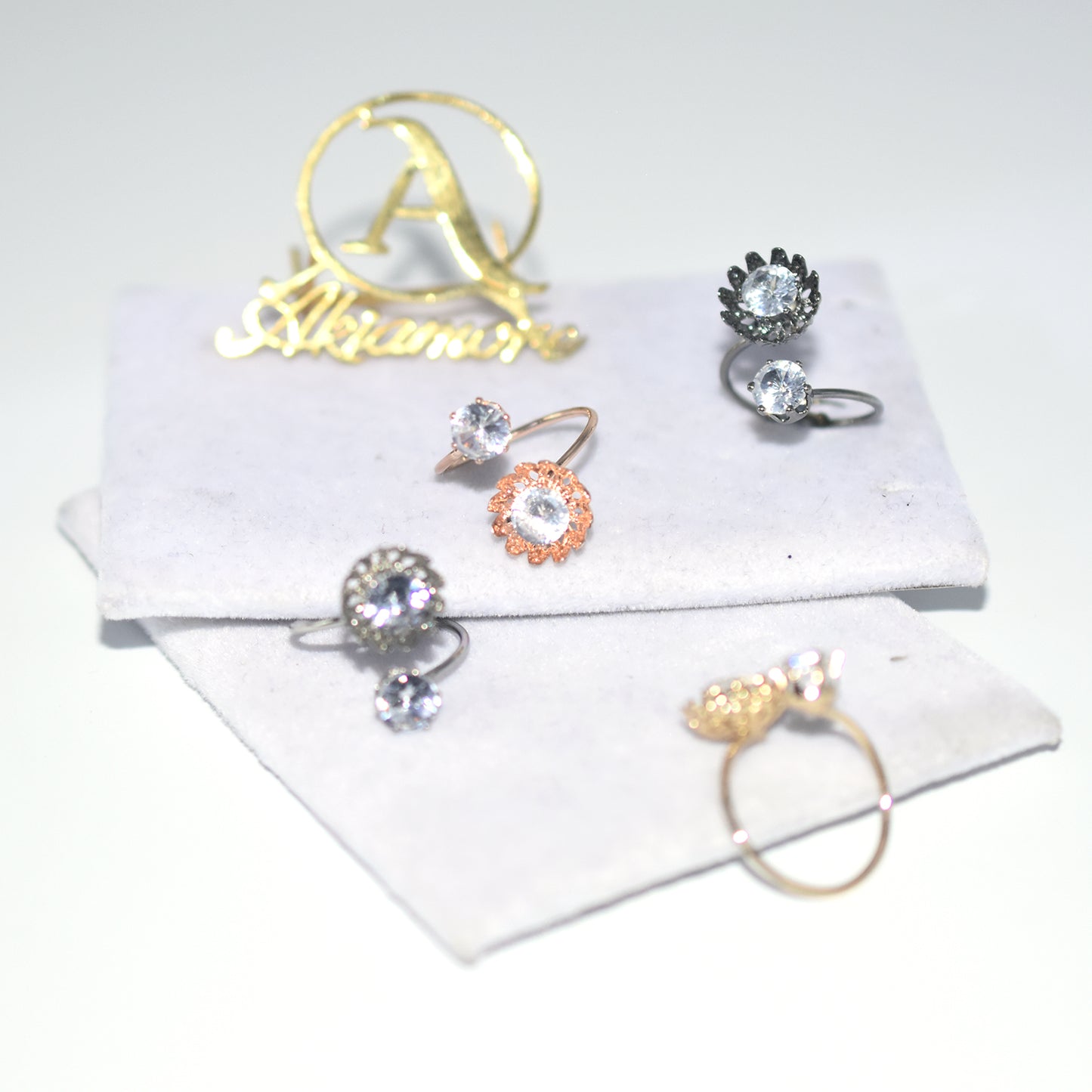Pack of 4 2021 New Classic Zircon Circle Open Ring For Woman Sexy Finger Accessories Fashion Korean Jewelry Wedding Party Unusual Rings fgfrmif3f-3