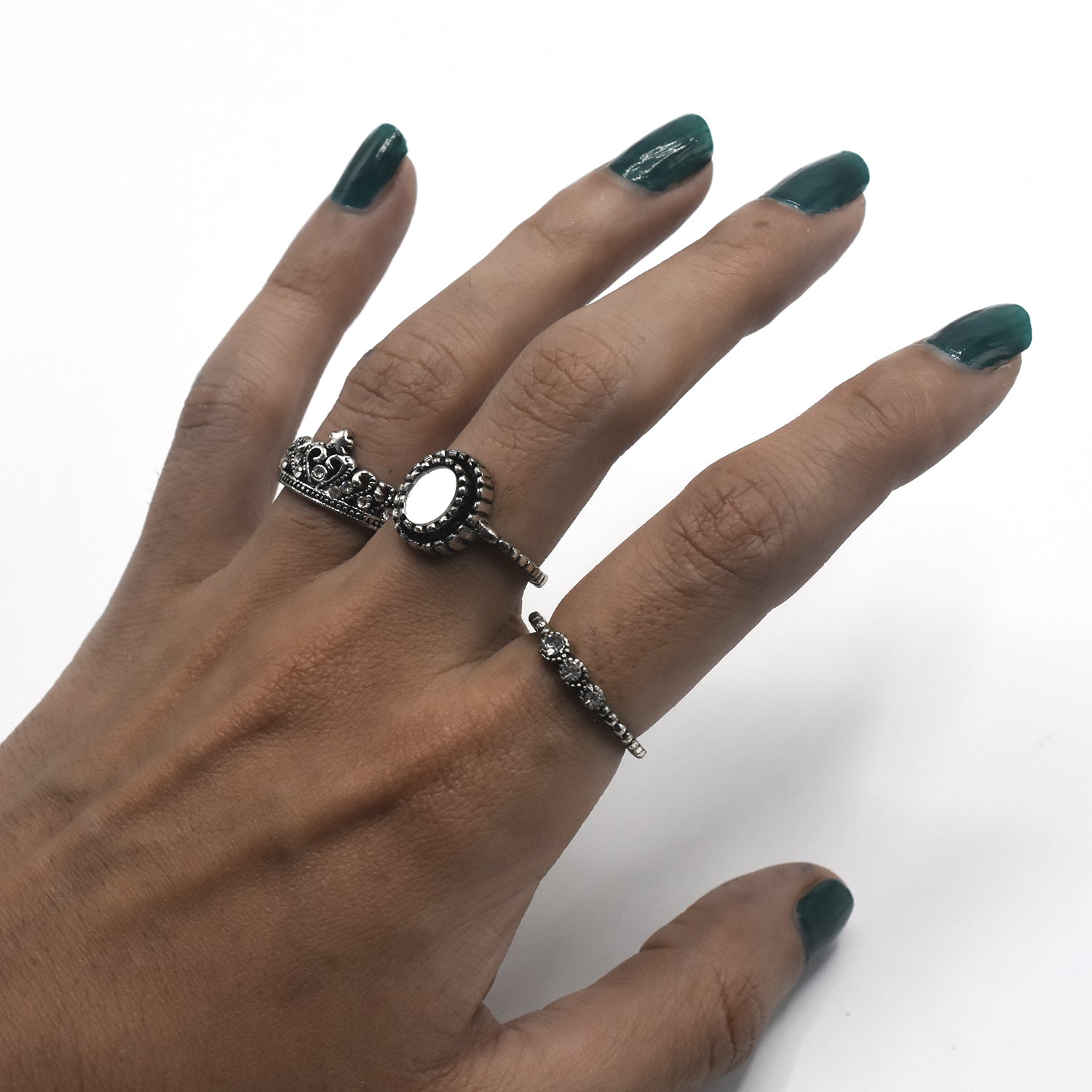 Vintage Summer 3Pcs/Set Fairy Vintage Metalic Fashion Finger Rings Korea Hit Rings for Women Girl Party fgfradf2o-1