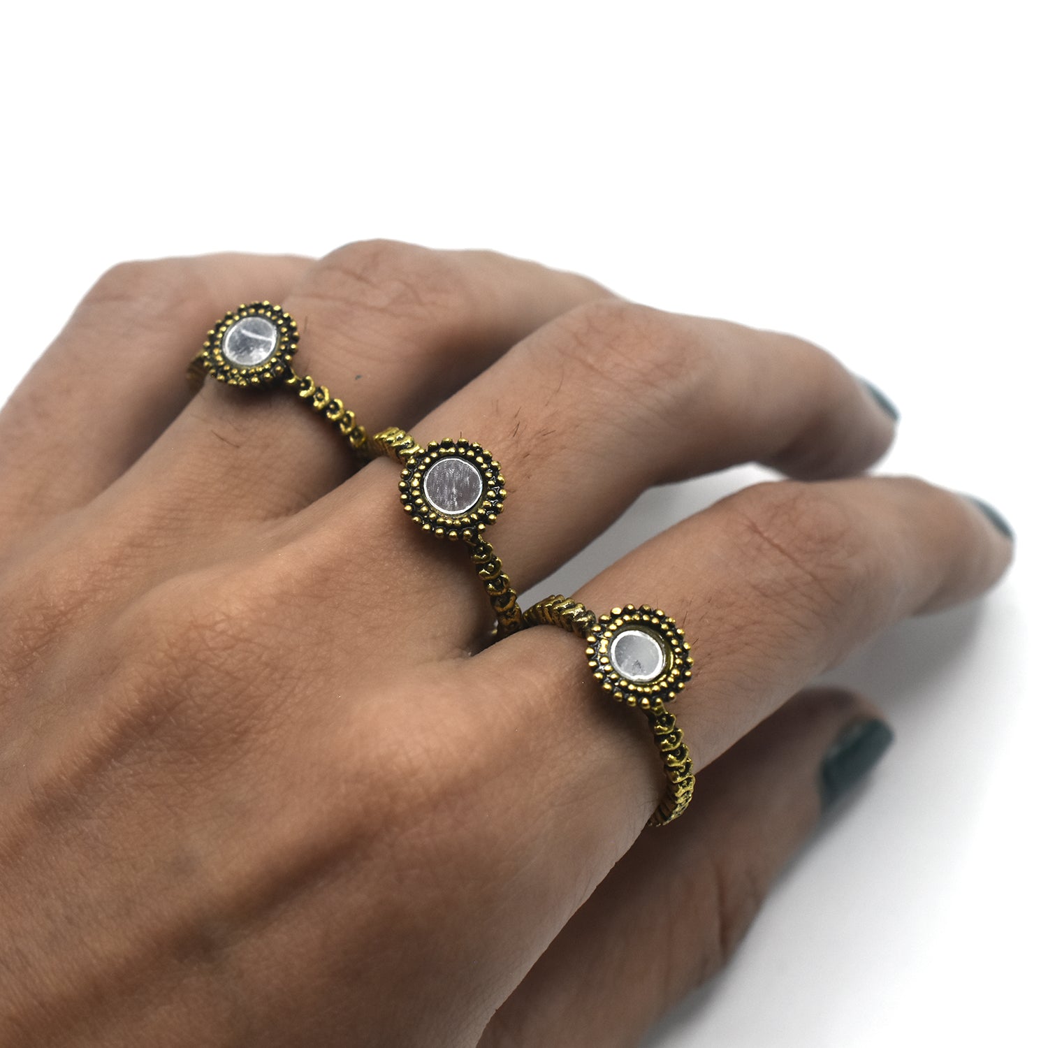 Vintage Summer 3Pcs/Set Fairy Vintage Metalic Fashion Finger Rings Korea Hit Rings for Women Girl Party fgfradf2o-1
