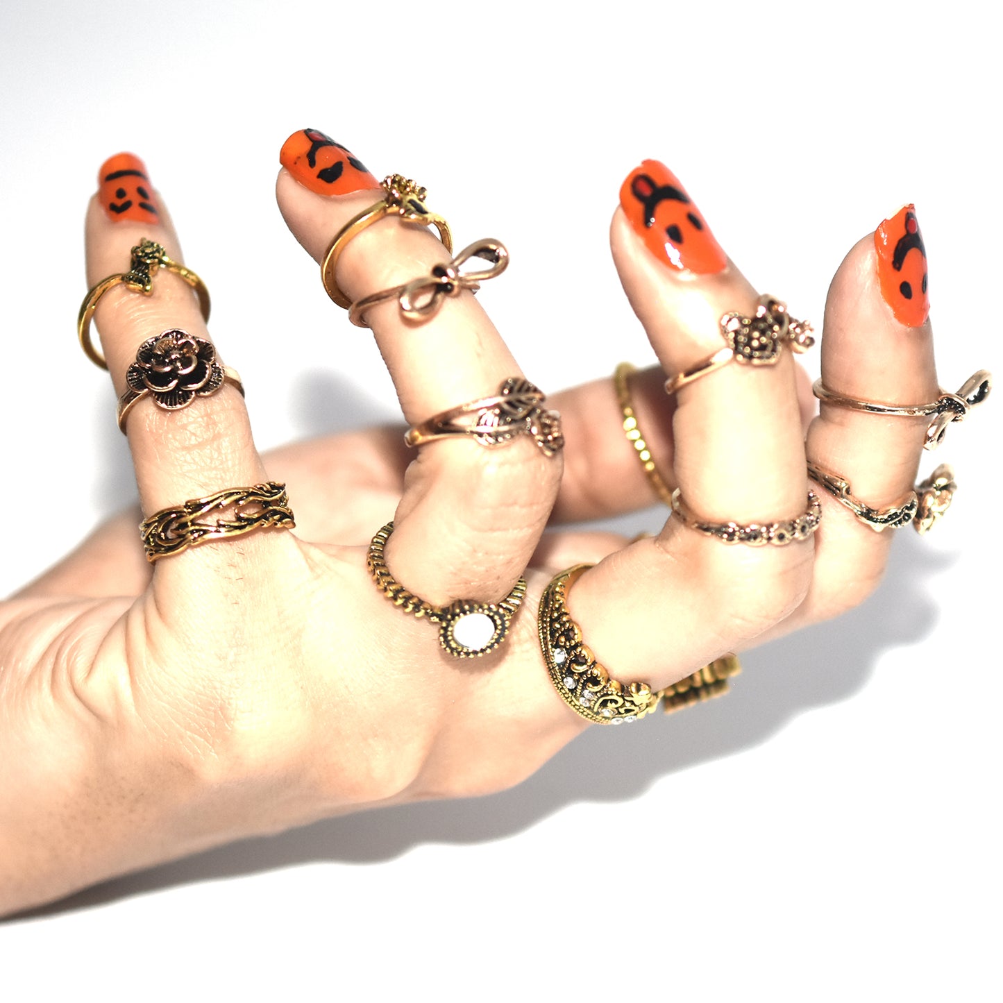 15 Pcs/Pack Golden and Silver Ring Set  Vintage Punk Rings Fashion Jewelry for Women Party Gifts fgfrgrf2m-1