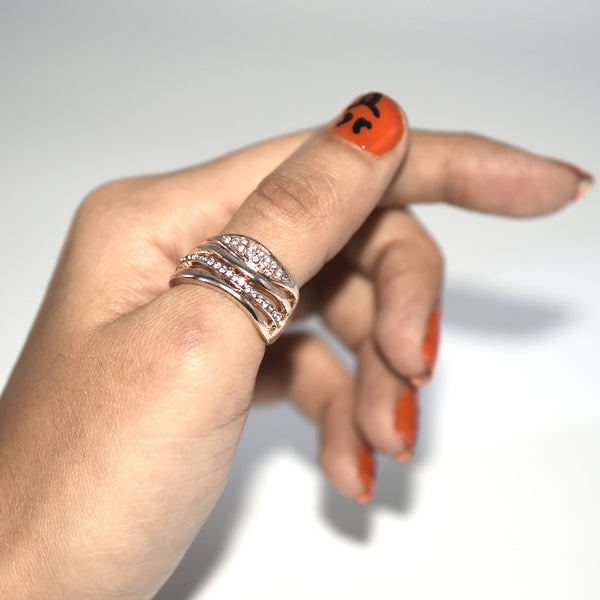 Fashion Cross Ring Adjustable Size  Crystal  Rose Gold Color Rings For Women Girl fgfrgdf1j-9