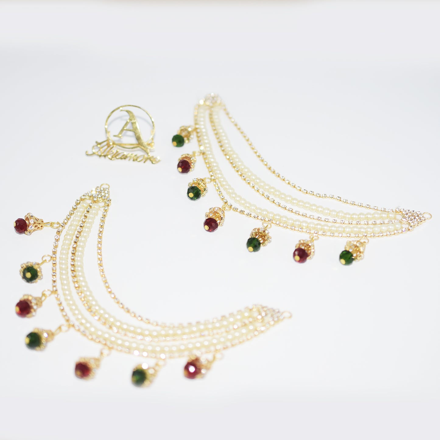 2021 Indian Jewelry Sahara Earring link Headdress Women Antique Gold Pearl Tassel Earrings With Long Sahara Chain egfrcrb9g-1