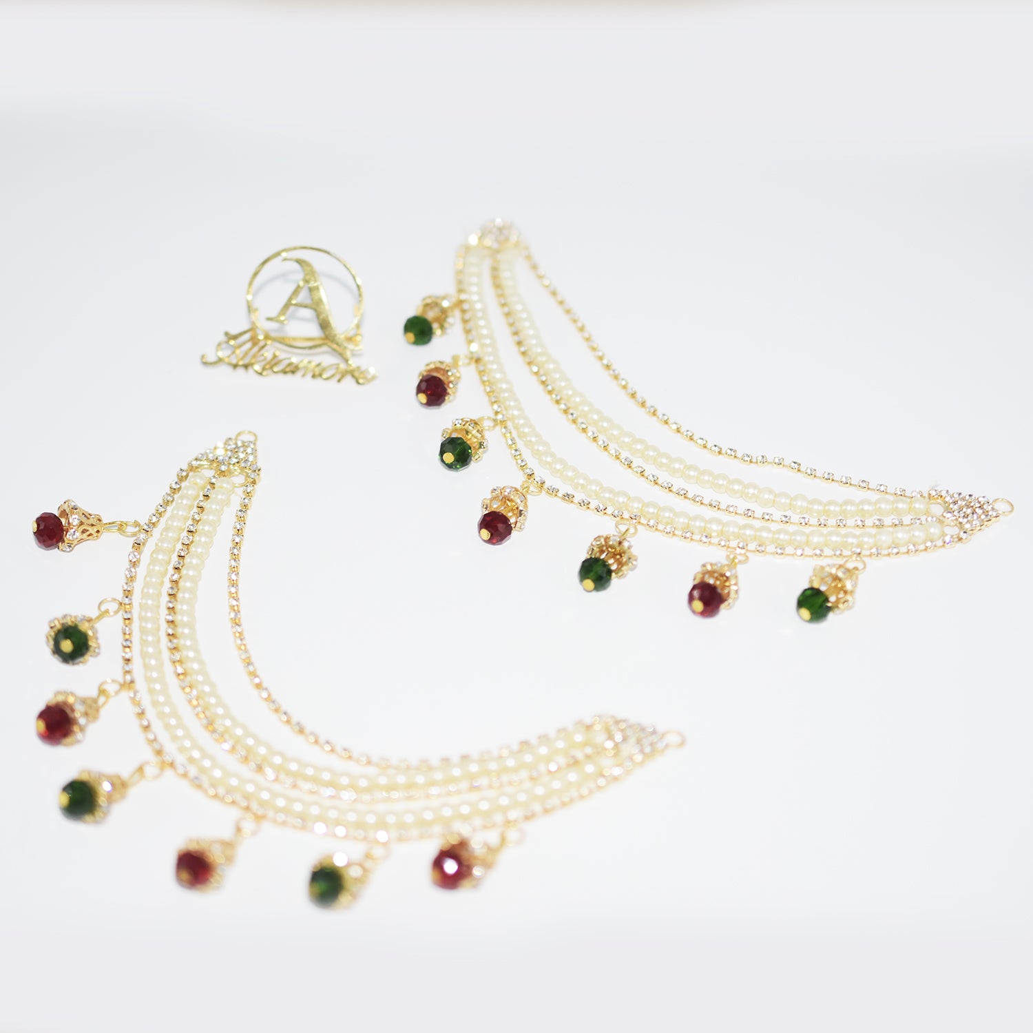 2021 Indian Jewelry Sahara Earring link Headdress Women Antique Gold Pearl Tassel Earrings With Long Sahara Chain egfrcrb9g-1