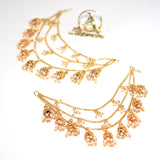 2021 Indian Jewelry Sahara Earring link Headdress Women Antique Gold Pearl Tassel Earrings With Long Sahara Chain egfrcrb9g-1