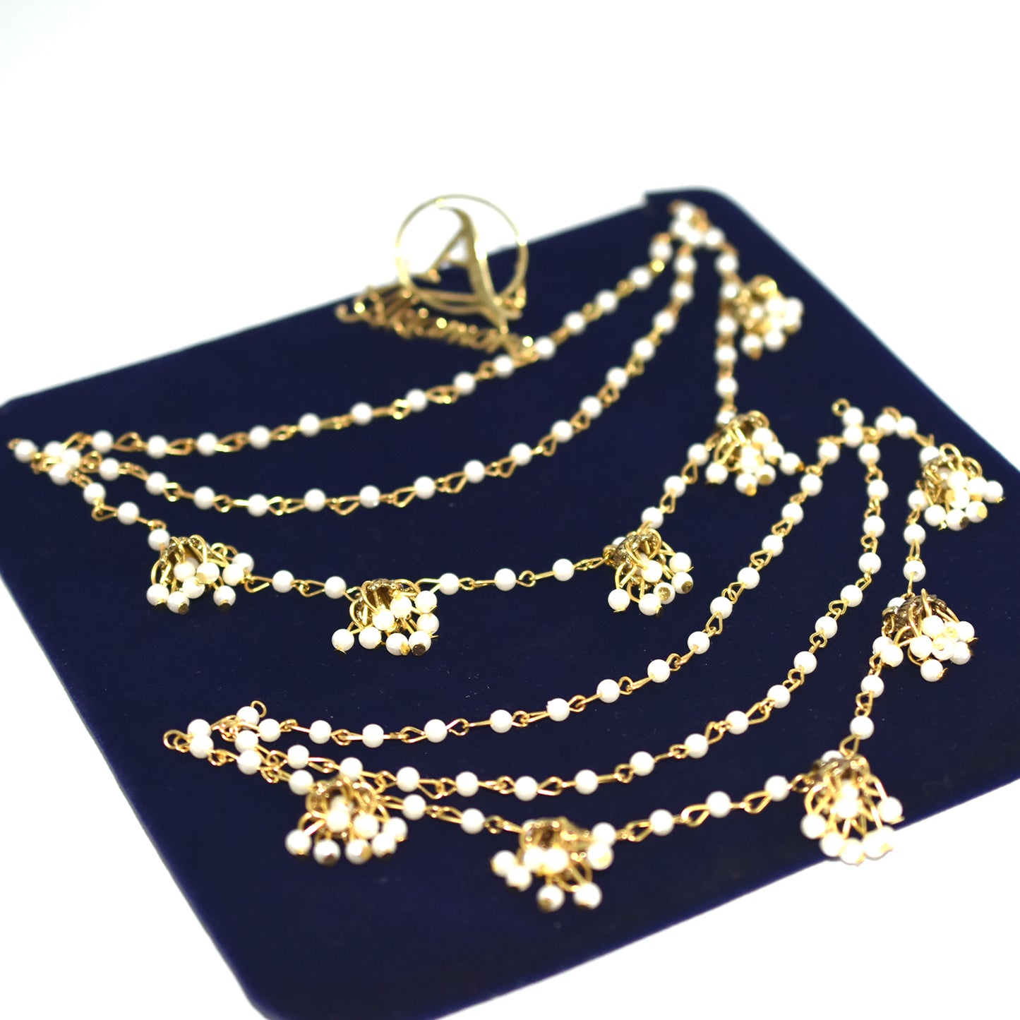 2021 Indian Jewelry Sahara Earring link Headdress Women Antique Gold Pearl Tassel Earrings With Long Sahara Chain egfrcrb9g-1