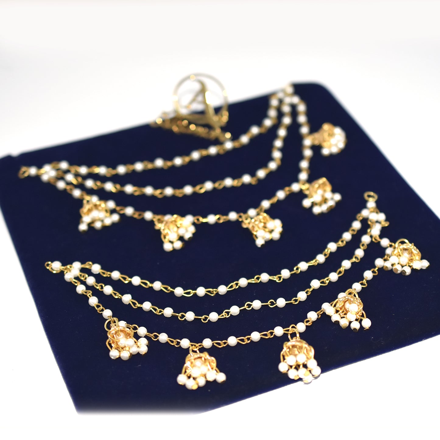 2021 Indian Jewelry Sahara Earring link Headdress Women Antique Gold Pearl Tassel Earrings With Long Sahara Chain egfrcrb9g-1