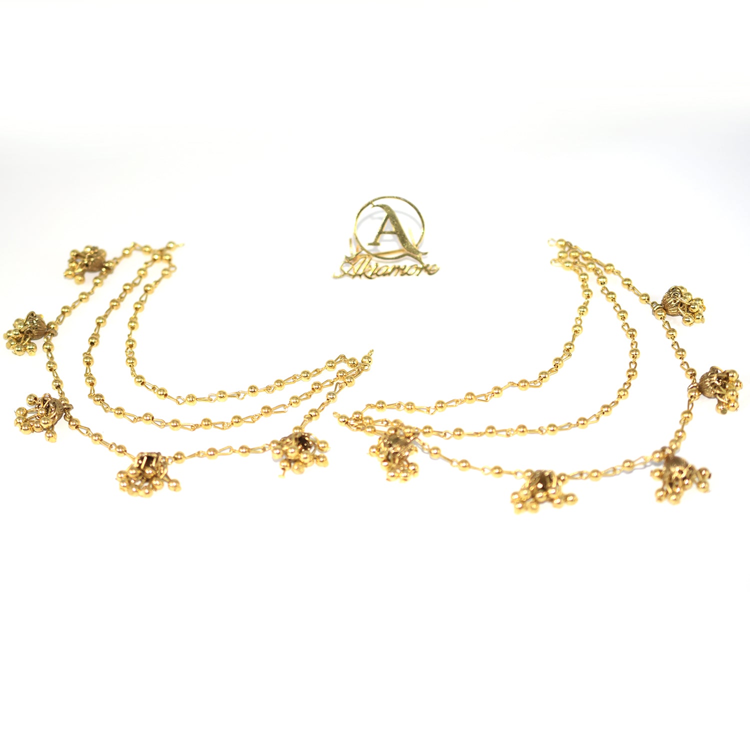 2021 Indian Jewelry Sahara Earring link Headdress Women Antique Gold Pearl Tassel Earrings With Long Sahara Chain egfrcrb9g-1