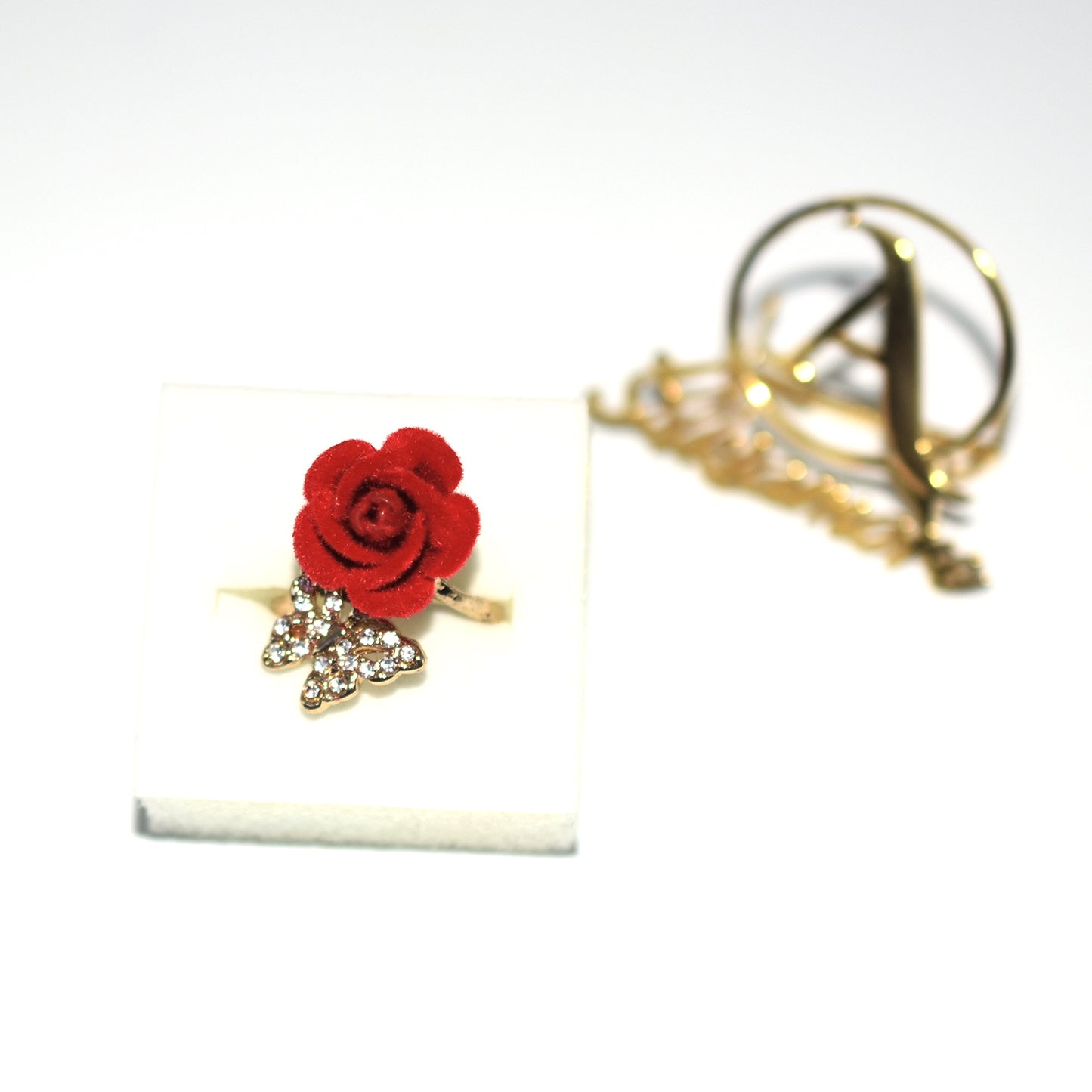 Ring Quality red Zircon Red princess cut crystal Rose flower Ring fgfrrdf1s-1