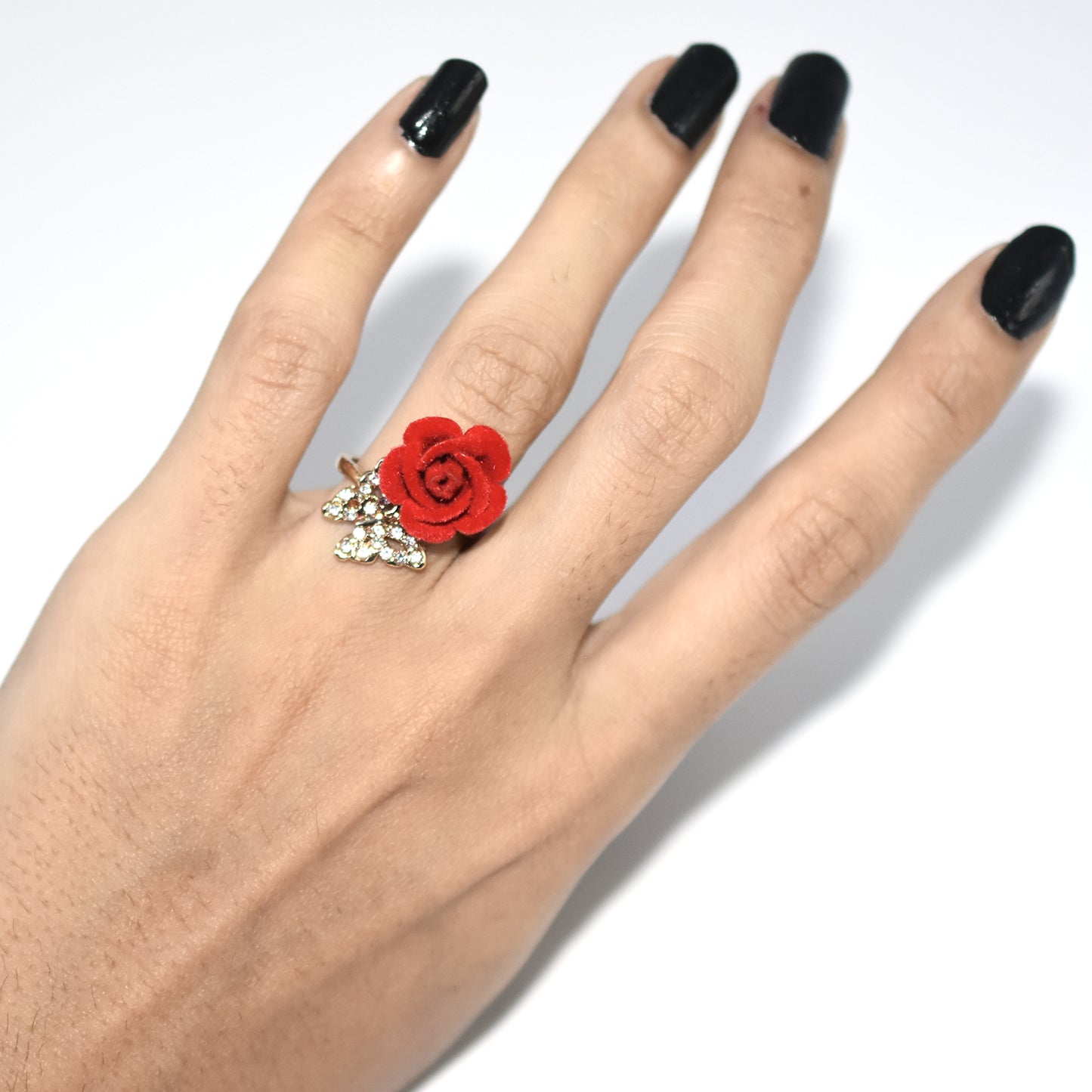 Ring Quality red Zircon Red princess cut crystal Rose flower Ring fgfrrdf1s-1