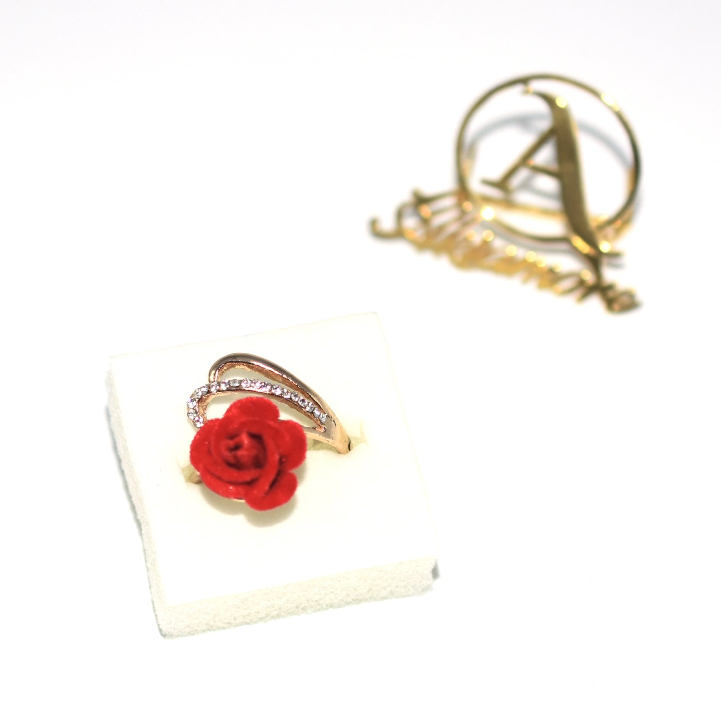 Ring Quality red Zircon Red princess cut crystal Rose flower Ring fgfrrdf1s-1