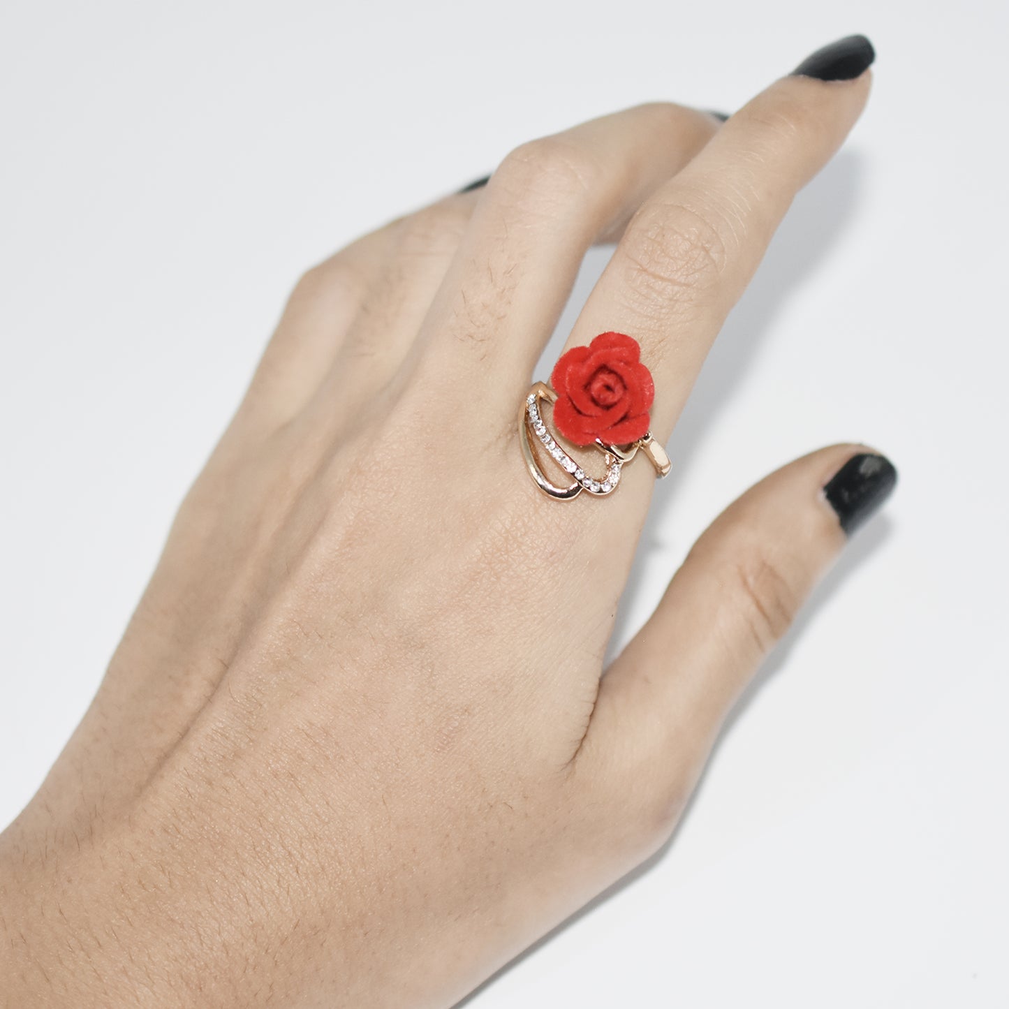 Ring Quality red Zircon Red princess cut crystal Rose flower Ring fgfrrdf1s-1