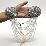 Fancy WEedding Mala Golden and Silver pearl Charm Pendant Necklace Women  Necklace