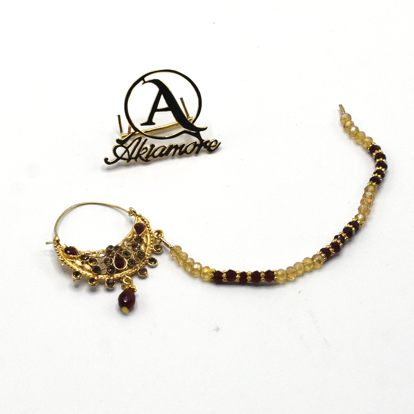 fancy bridal nath with pearls nhfrmna5k-1