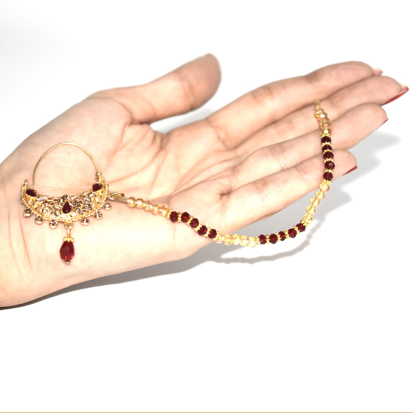 fancy bridal nath with pearls nhfrmna5k-1