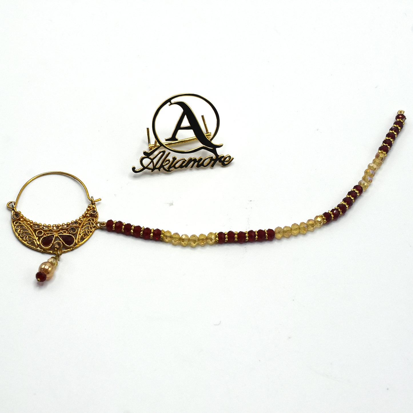 fancy bridal nath with pearls nhfrmna5k-1