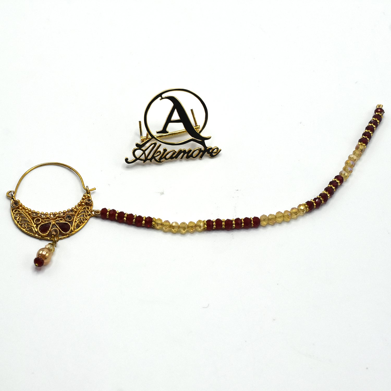 fancy bridal nath with pearls nhfrmna5k-1