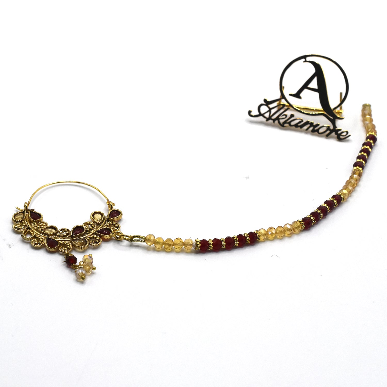 fancy bridal nath with pearls nhfrmna5k-1