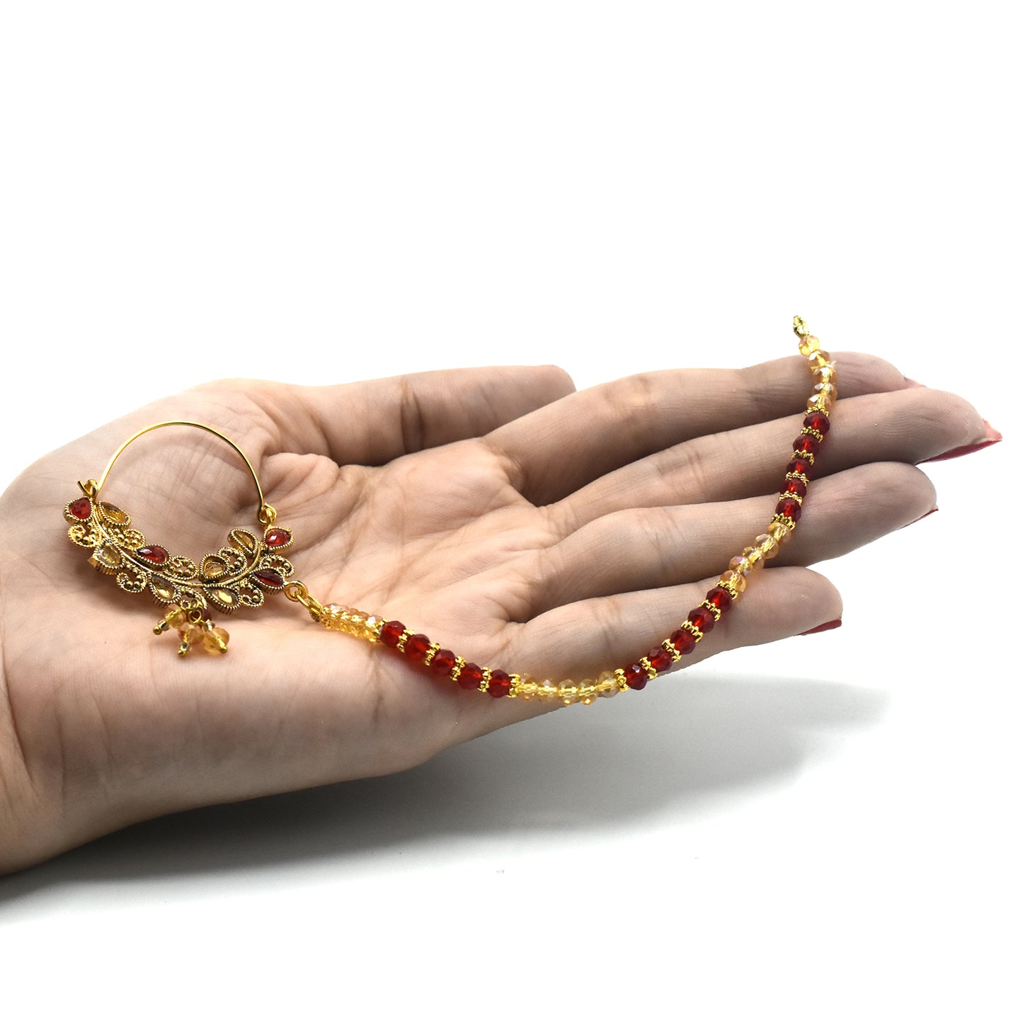 fancy bridal nath with pearls nhfrmna5k-1