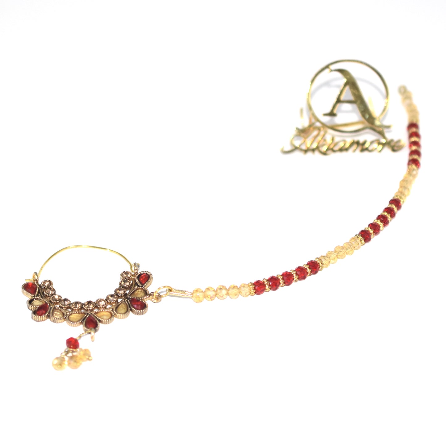 fancy bridal nath with pearls nhfrmna5k-1