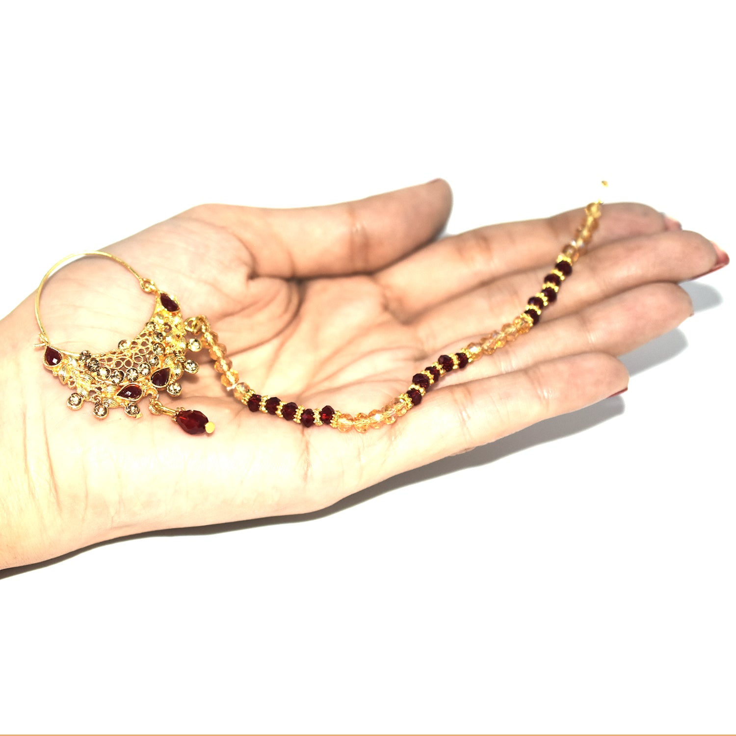 fancy bridal nath with pearls nhfrmna5k-1